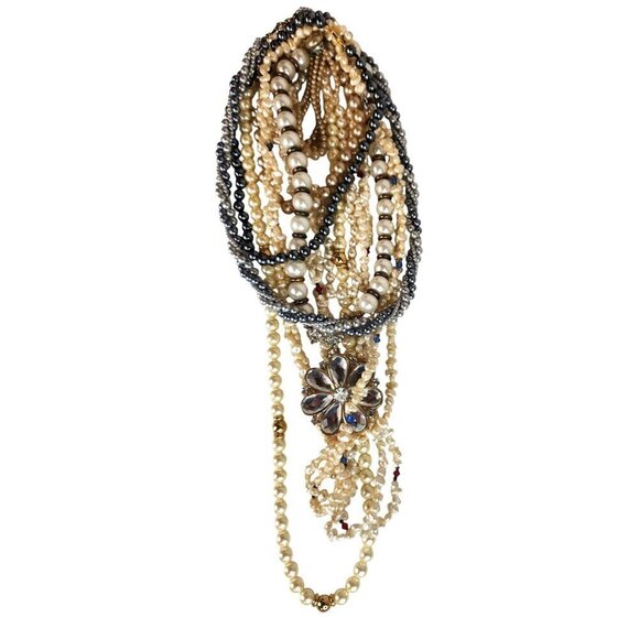 Faux Pearl Necklace Lot  - Classic & Unique Designs Multi-Strand & Single-Strand - Picture 1 of 16